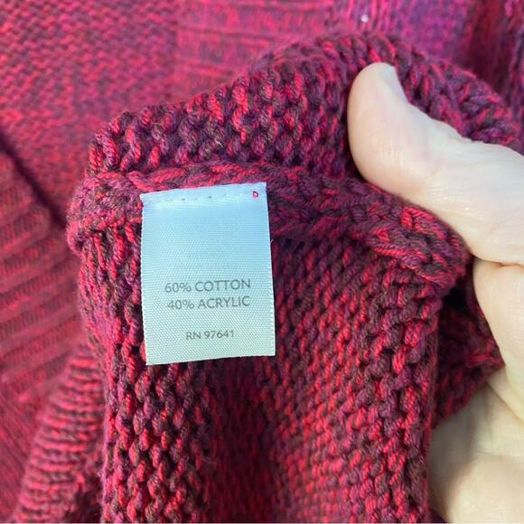 J. Jill Women's marled Cardigan Sweater unique buttons medium cozy cotton wine - Picture 7 of 8
